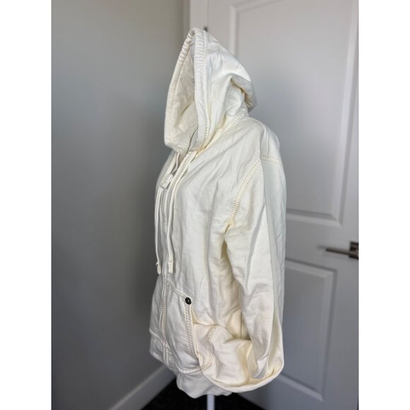 True Religion Mens Unisex Off-White Hoodie Jacket L Cotton Zip-Up NWOT - Picture 2 of 16